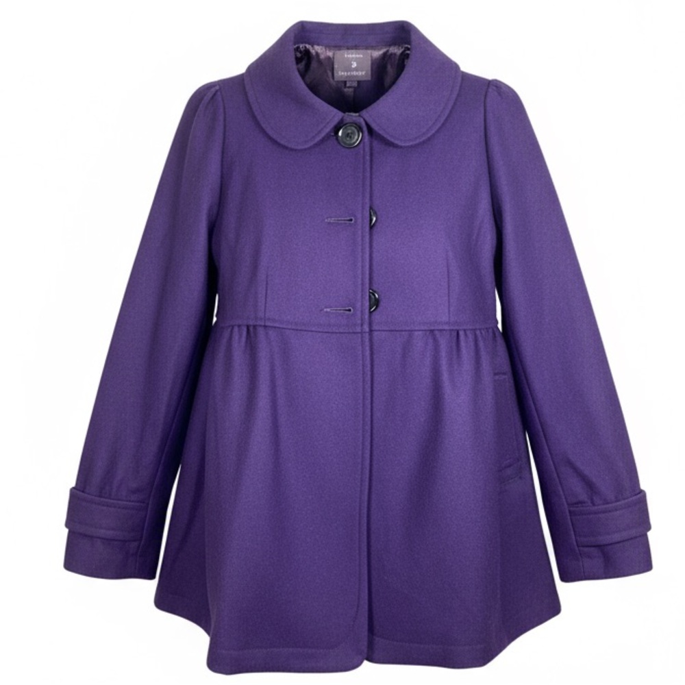 Forever 21 Peacoat Eggplant Purple Size L Wool Blend Button Front